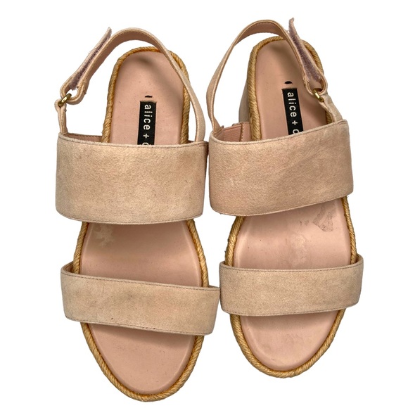 Alice + Olivia Platform Sandals Suede Nude Blush Slingback Jute Trim 6 Eur 36M - Picture 2 of 14